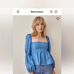 Reformation Blue long sleeve top size 0: soft girl style